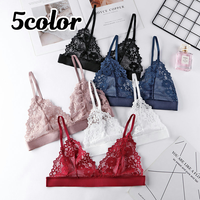 送料無料 三角ブラ ノンワイヤーブラ ブラジャー 下着 女性用 レディース 婦人 ホックあり 総レース 花柄レース 透け感 シースルー ナイトブラ リラックス おしゃれ かわいい セクシー 93 以上節約