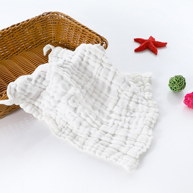 送料無料 ガーゼハンカチ 25cm 25cm 定番 シンプル 無地 ガーゼタオル ベビー 赤ちゃん ループ付き スタンダード 6層ガーゼ