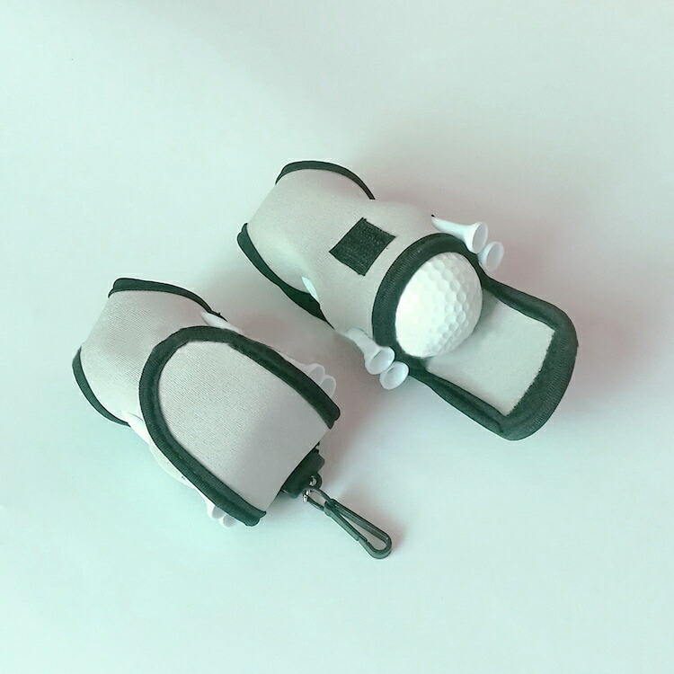 送料無料 ゴルフボールケース おしゃれ アクセサリー ギフト コンパクト ゴルフボールホルダー ゴルフポーチ ゴルフ用品 シンプル スポーツ ティー4本付き フック付き ボール2個付き ボール入れ ラウンド用品 単色 景品 無地 今季一番 ボール2個付き