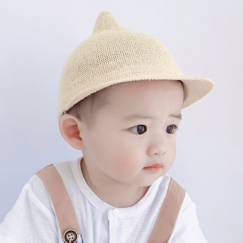 市場 送料無料 ベビー 赤ちゃん かわいい 子供用 キャップ 麦わら風 女の子 帽子 男の子 キッズ つば付き 通気性 ゴムひも付き とんがり