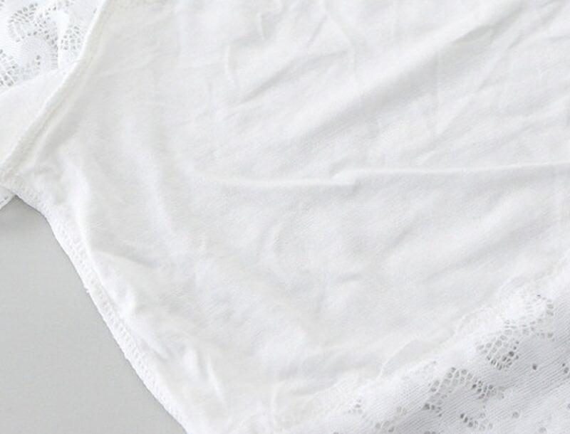 送料無料 インナー 肌着 黒 単品 カットソー 女性用 下着 半袖 レース トップス 白 無地 レディース 透け感