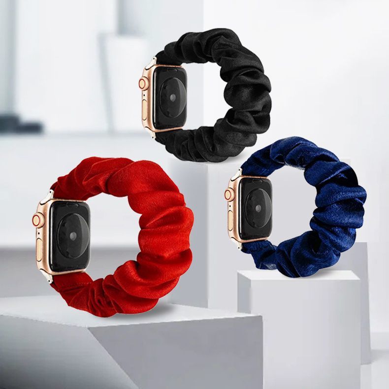 配送員設置送料無料 送料無料 Apple Watch用 交換ベルト 腕時計バンド シュシュタイプ 互換ベルト アップルウォッチ用 付け替えバンド 無地  カラバリ豊富 可愛い www.basexpert.com.br