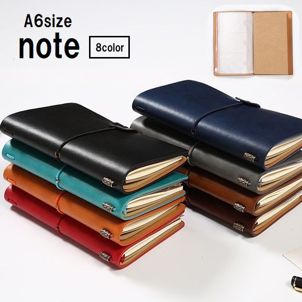 メモ帳 楽天市場】送料無料 ノート A6サイズ カバー付き レザー調 フェイク