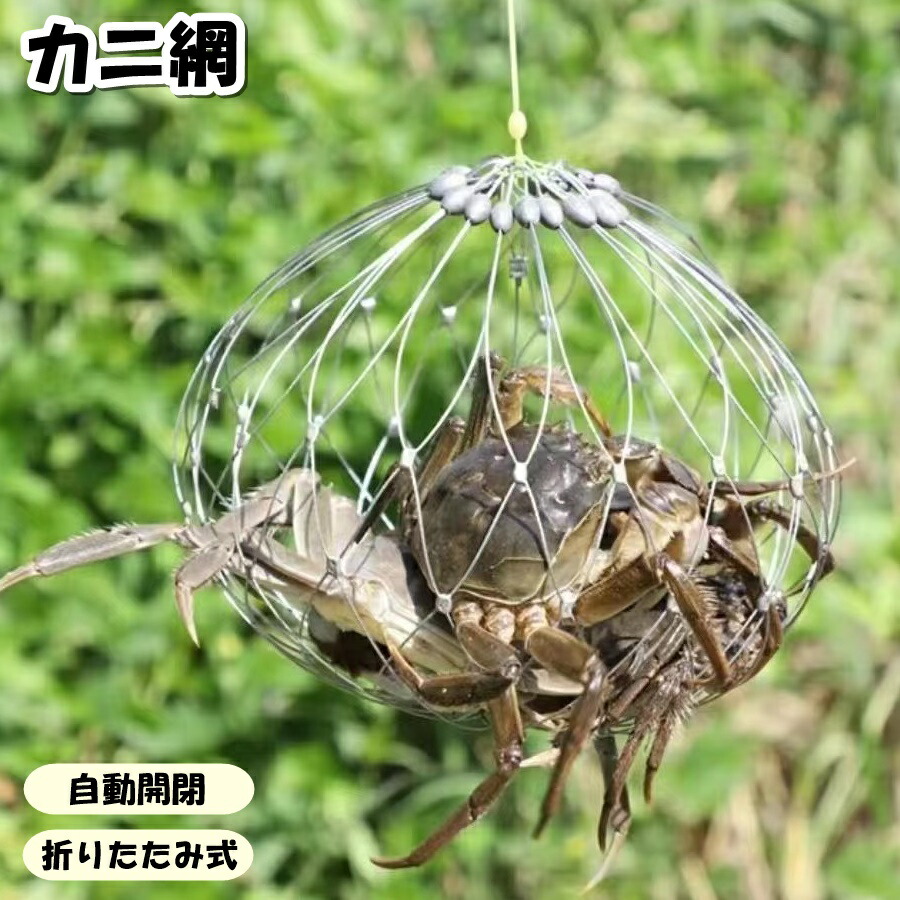 楽天市場】カニ網 魚網 漁網 自動開閉 カニ エビ キャッチャー