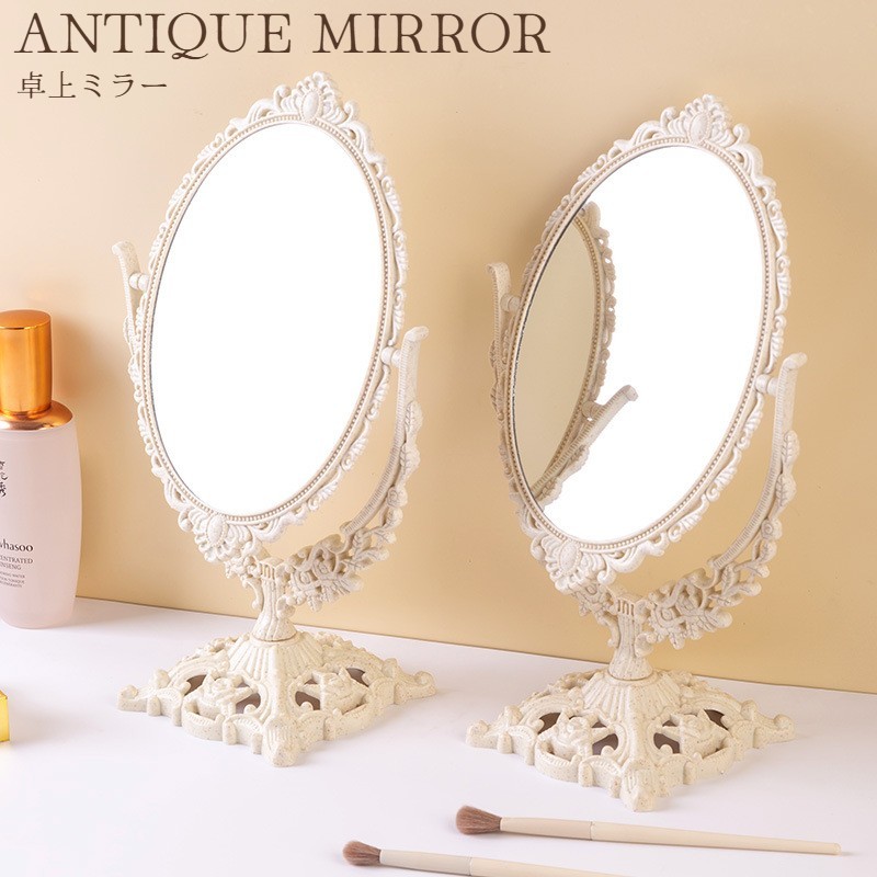 楽天市場】送料無料 卓上ミラー 化粧鏡 レトロ アンティーク調 ロココ