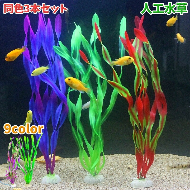 楽天市場】送料無料 アクアリウム用 人工水草 同色3本セット