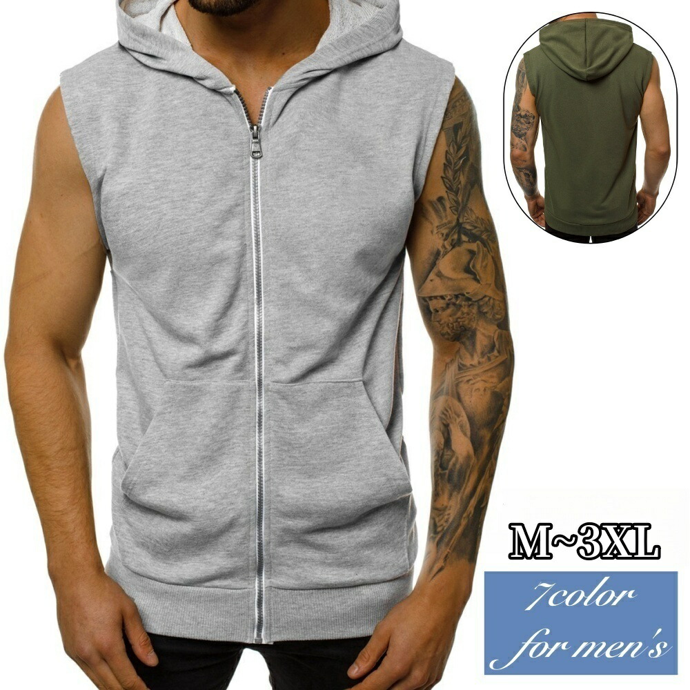 【新品】  ノースリーブ ビーチカバーアップ パーカー 楽天市場】お取寄せ パーカー メンズ ノースリーブ 無地