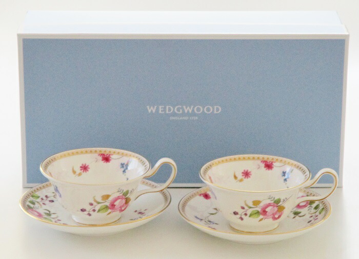 ウェッジウッドWEDGWOOD ローズゴールド ティーカップ ソーサー ピオ二ー ペア ペアブランドボックス付き 特別価格