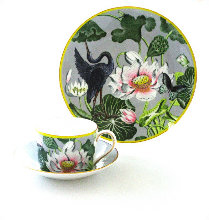 ウェッジウッドWEDGWOOD ワンダーラストWonderlust お水リリーWATERLILY 優勝杯＆ソーサー・プレートセット【御一緒になる御祝・内祝・造営御祝・還暦御祝・畏まり・寿・差し上げ物荷作り能力のある】 コーヒー・お茶用品-マグカップ・ティーカップ-カップ＆ソーサー