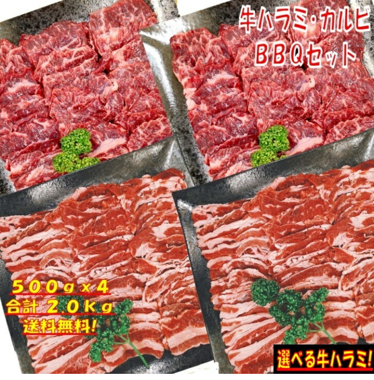 焼き肉 バーベキュー 食材 BBQ 肉 焼肉セット 牛バラ 牛カルビ 牛ハラミ バーベキューセット 食材 肉 BBQ食材セット BBQ 食材 BBQ 牛丼 牛肉 2kg 送料無料 6～8人前