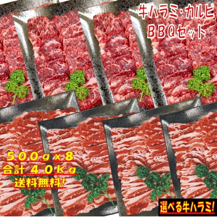 焼き肉 バーベキュー 食材 4kg BBQ 肉 焼肉セット 牛バラ 牛カルビ 牛ハラミ バーベキューセット 食材 肉 BBQ食材セット BBQ 食材 BBQ 焼肉 牛丼 牛肉 送料無料 12～15人前