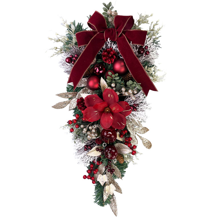 クリスマスリース 国産 60cm レッド クリスマスツリー 玄関 部屋 北欧 壁掛け 大きい 大きめ 特大 ナチュラル 手作り 赤 上品 高級 豪華 おしゃれ 飾り 装飾 かわいい ドア 壁掛け 天然素材 店内装飾 造花