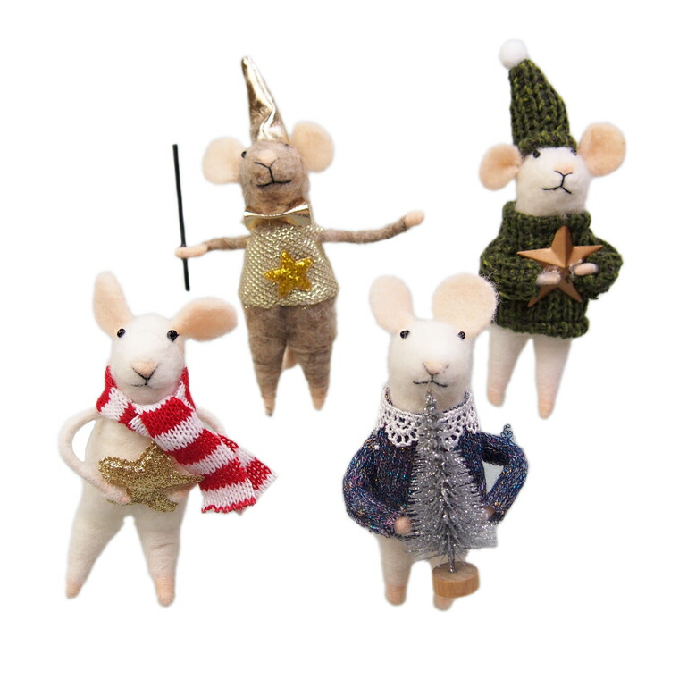 ヴィンテージ　We Forest Folk クリスマスストッキングを持つネズミ ヴィンテージ We Forest Folk クリスマスストッキングを持つネズミ