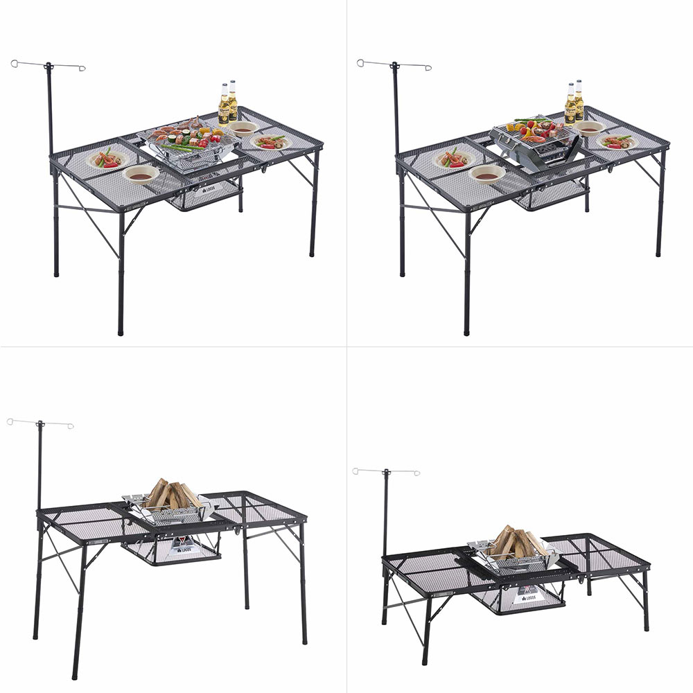 履き心地◎ ロゴス(LOGOS) アイアンメッシュ 3FD BBQテーブル 13070-BC 73581002 ブラック サイズ:メインテーブル(約)幅  通販