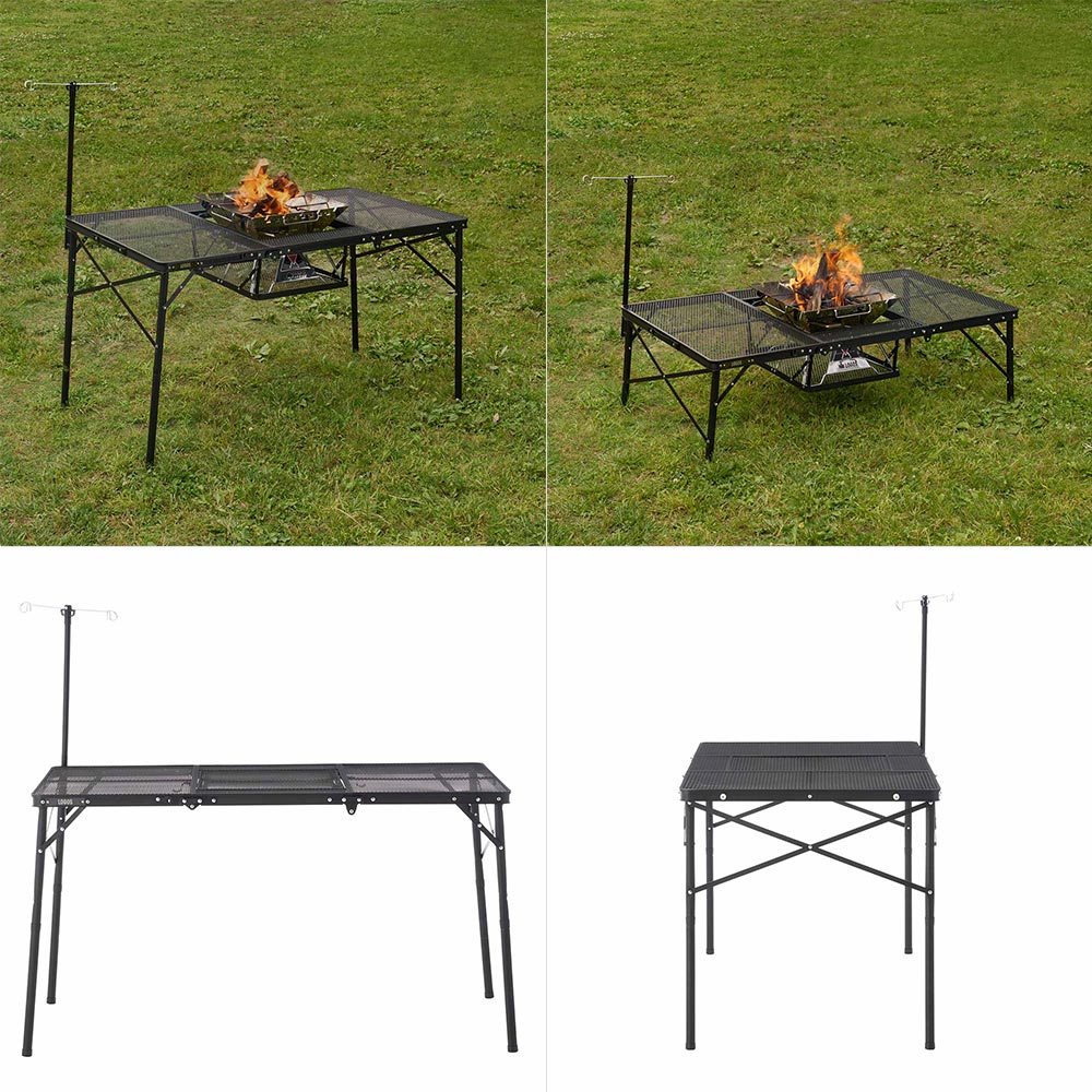 最初の アウトドアテーブル ロゴス アイアンメッシュ 3FD BBQテーブル 13070-BC