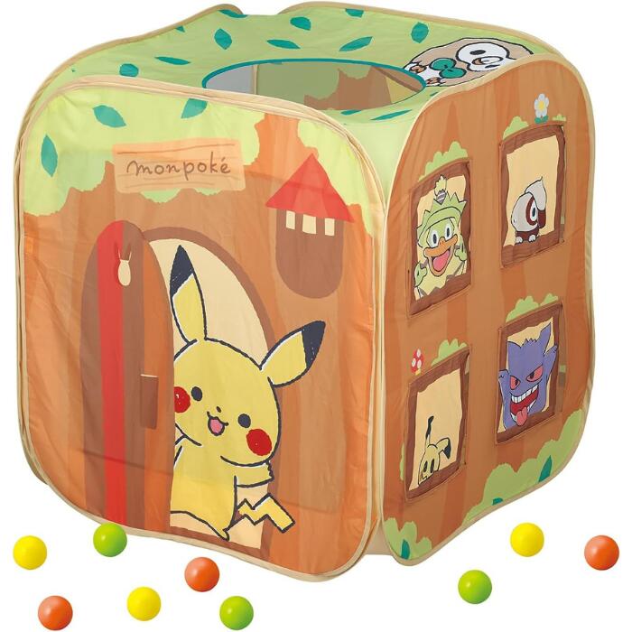 【新品】トイローヤル モンポケ ボールハウス (おうち遊び/ボール遊び/トンネル遊び) 天窓つきで中が見える (メッシュ素材/収納袋付き) ピカチュウ ポケモン 赤ちゃん向け おもちゃ プレゼント 誕生日