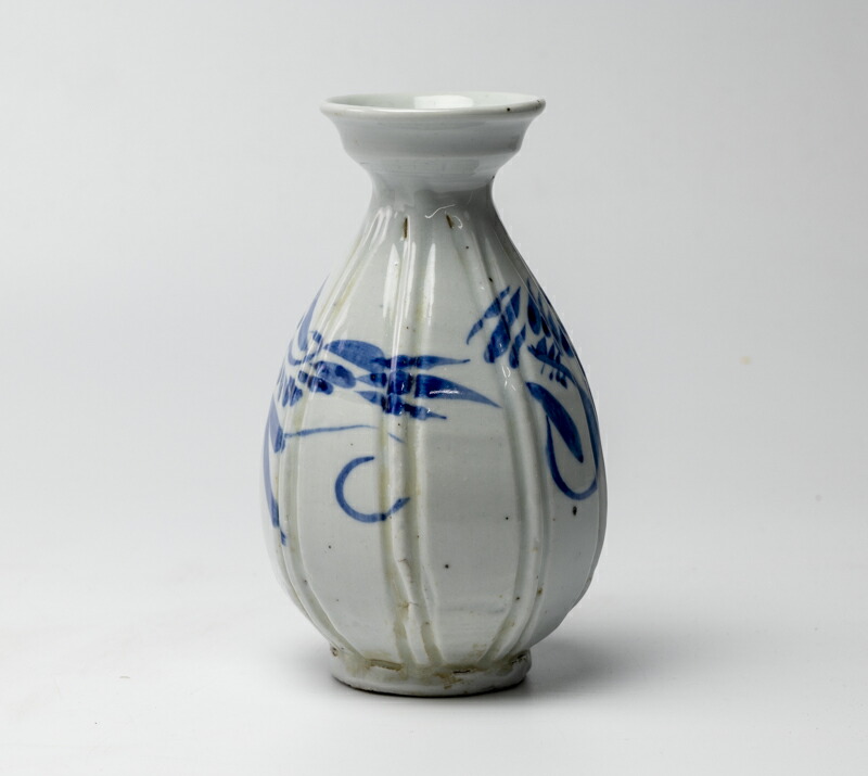 李朝】6562 染付瓢箪型面取徳利 朝鮮 古玩