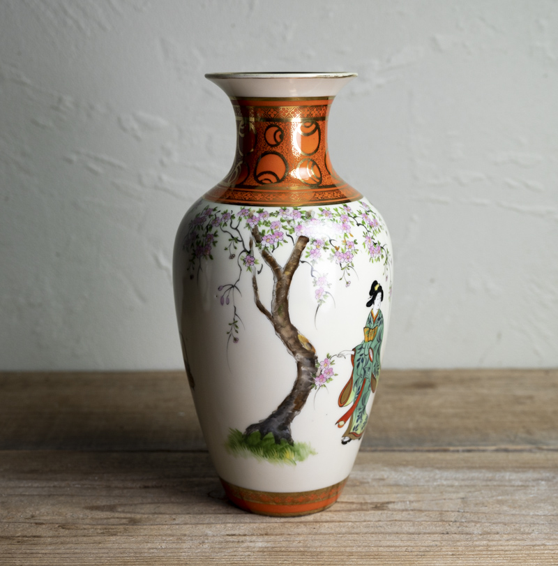 骨董○◯オールドノリタケ 金襴手美人図花瓶◯ マルキ印 日本製 洋食器