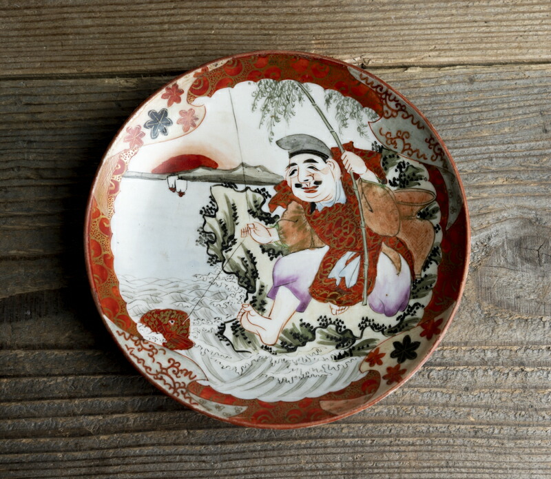 古九谷焼　鳳凰文赤絵段皿　古美術　骨董品　幕末～明治 明治期 九谷焼 赤絵 金彩 鳳凰図 厳かな風格のある急須(鳥、雲文