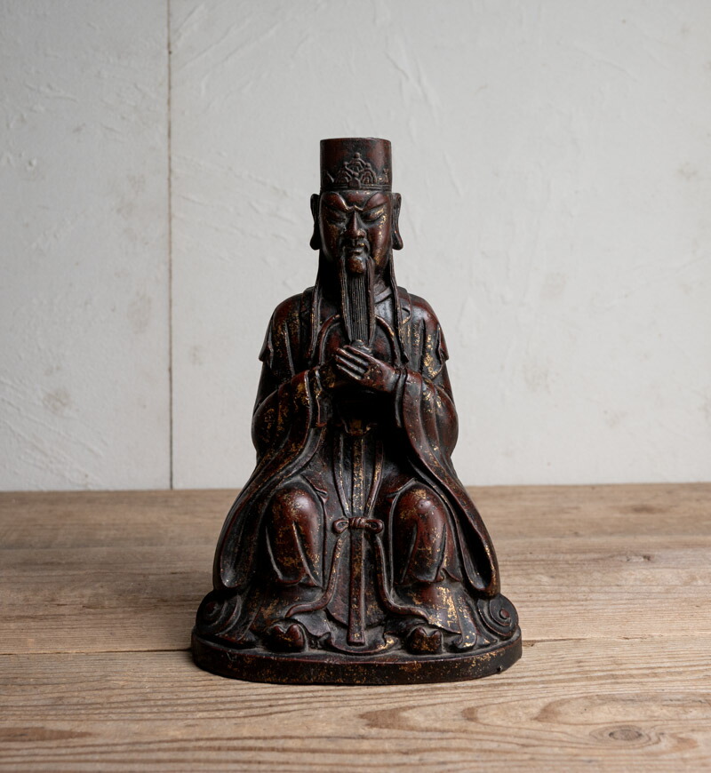 中国古玩○古銅鍍金人物坐像○賢人 / 神仏など | 清朝時代頃-19世紀頃 | 銅製 | 置物 / 飾り【古美術】【骨董】【中古】【3,980円以上で送料無料】【三浦古美術WEB】2405