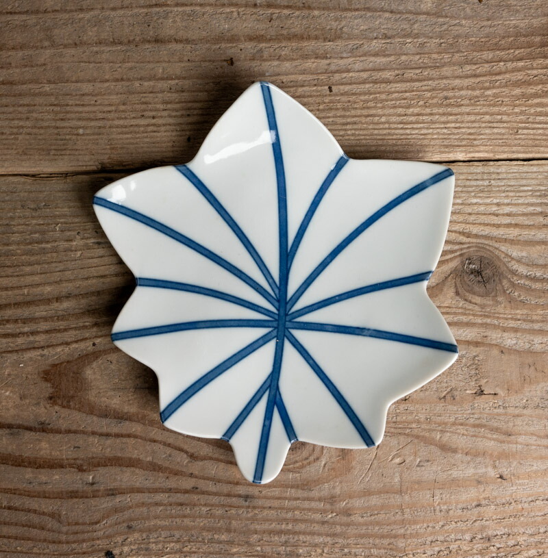 中古○染付葉型皿○魯山人うつし / ５枚セット | 現代 | 磁器 | 食器【古美術】【骨董】【中古】【3,980円以上で送料無料】【三浦古美術WEB】2404