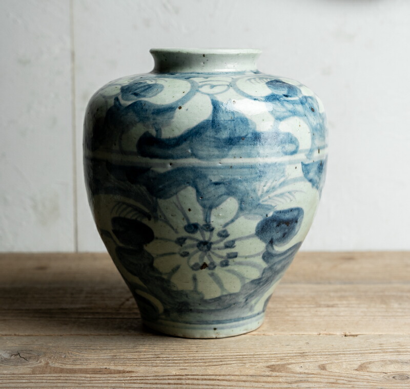 骨董○安南染付花文壺○ | ベトナム-17-18世紀頃 | 磁器 | 花器 / 飾り【古美術】【骨董】【中古】【3,980円以上で送料無料】【三浦古美術WEB】2407