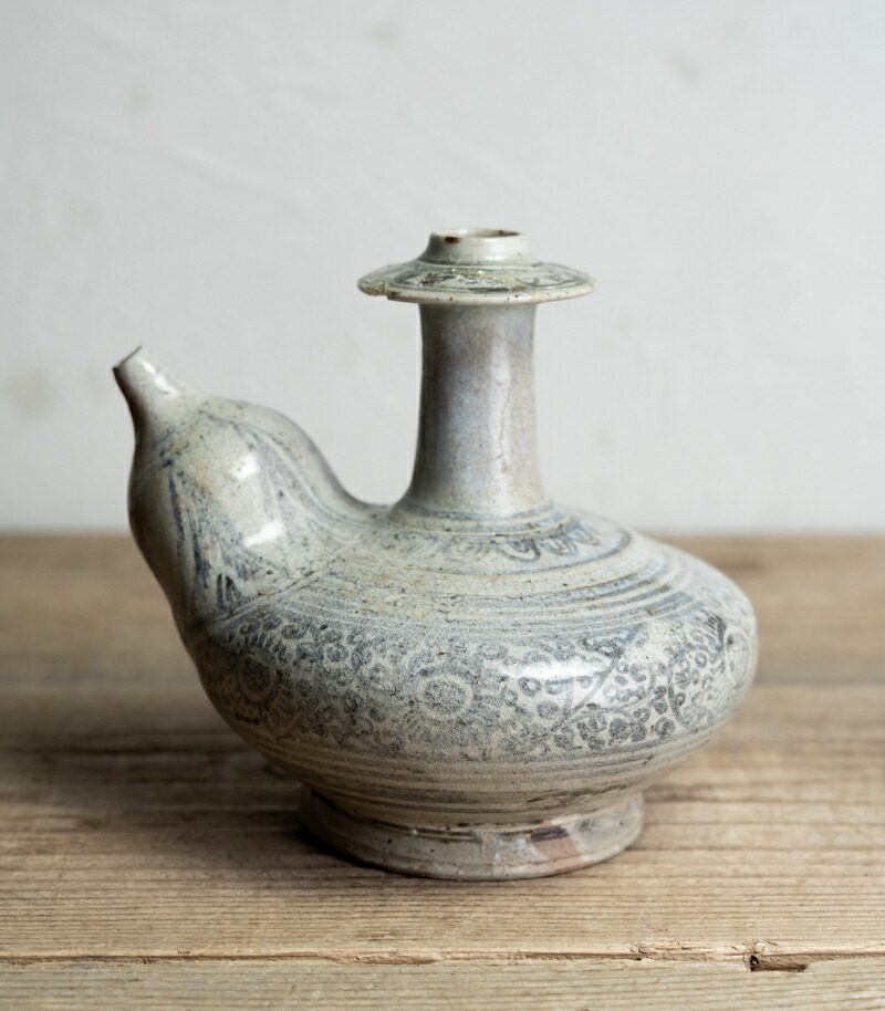 骨董○宋胡禄鉄絵乳瓶○口縁に修理あり | タイ-16世紀頃 | 発掘品 | 水注 / 酒注【古美術】【骨董】【中古】【3,980円以上で送料無料】【三浦古美術WEB】2408