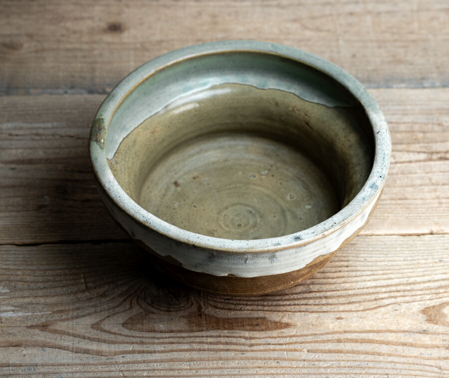 骨董○上野焼緑青釉深鉢○縁の一部に修理あり | 江戸後期-19世紀頃 | 陶器 | 食器【古美術】【骨董】【中古】【3,980円以上で送料無料】【三浦古美術WEB】2503