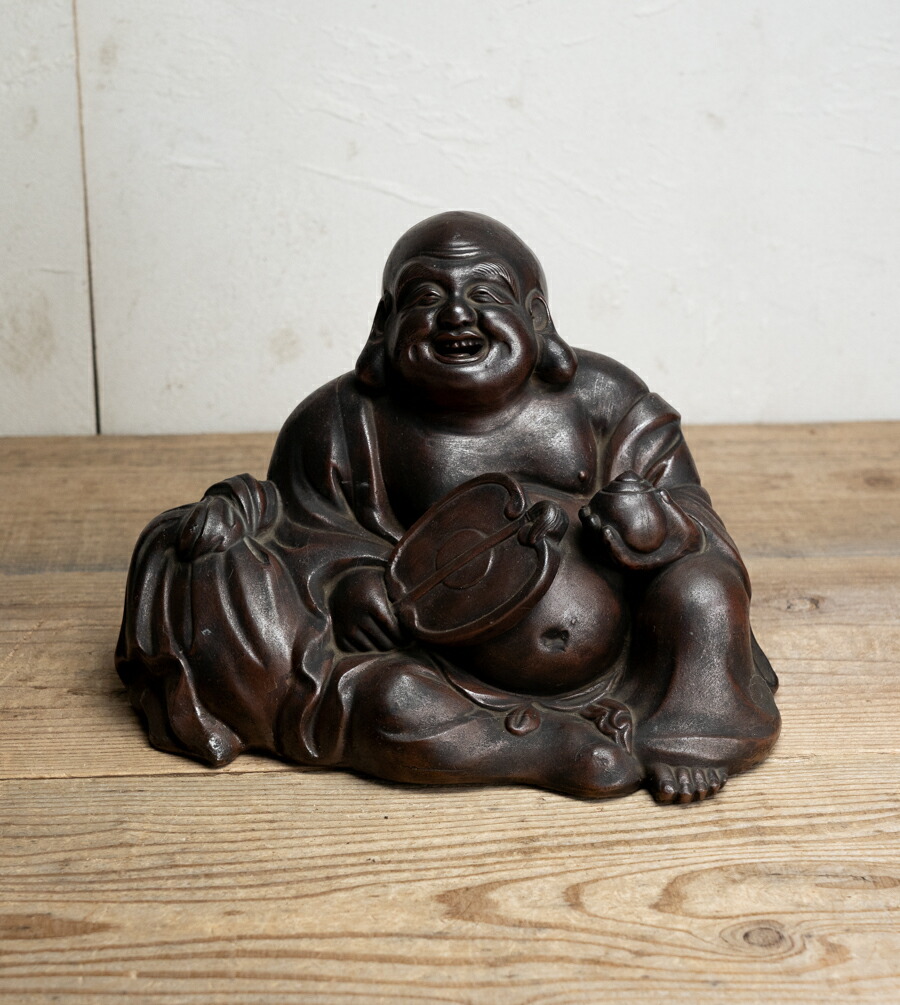 骨董○備前焼布袋座像○ | 明治時代-19世紀頃 | 陶器 | 六古窯 / 七福神 / 神仏 / 信仰対象【古美術】【骨董】【中古】【3,980円以上で送料無料】【三浦古美術WEB】2504