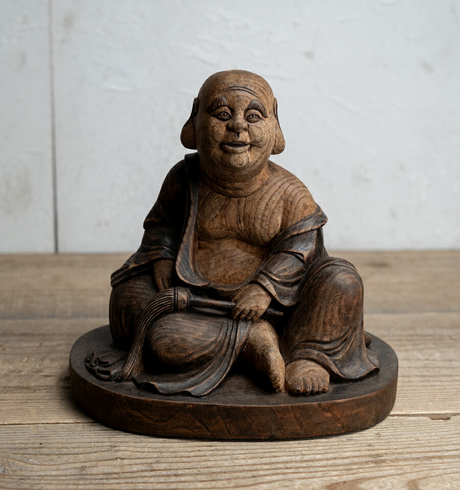 骨董○木彫布袋像○ | 大正昭和頃-20世紀前期頃 | 七福神 | 人形/置物 | 【古美術】【骨董】【中古】【3,980円以上で送料無料】【三浦古美術WEB】2504