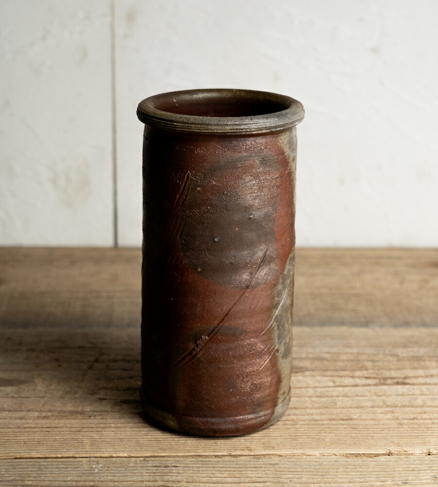 骨董○備前焼筒型花入○ | 20世紀頃 | 陶器 | 花器 / 飾り【古美術】【骨董】【中古】【3,980円以上で送料無料】【三浦古美術WEB】2505