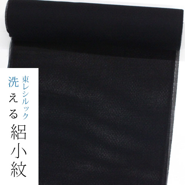 【東レシルック洗える御召しもの】絽小紋 rk426【小紋】【洗える 夏御召しもの】【貨物輸送無料】黒系／引染め横段ぼかし・厚地の外套にお鼓舞激励