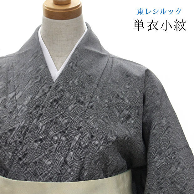 【東レシルック洗える着物】単衣小紋 シルック　sl-phk213【小紋】【送料無料】【仕立て上がり】居敷当て付き・広衿仕立てちりめん地　黒 / 青海鮫｜東レシルック専門店　工房おべべや 25,773円