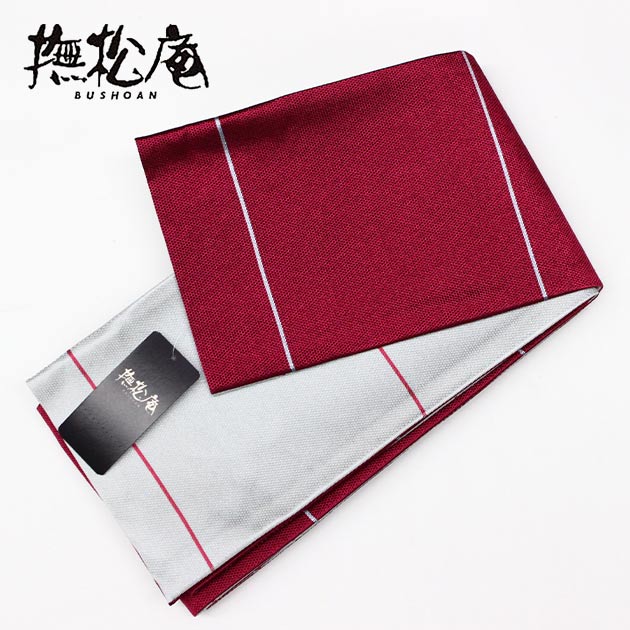 【ゆかた帯】撫松庵細縞/ローズ&times; グレー 【浴衣】【半幅帯】【送料無料】｜東レシルック専門店　工房おべべや