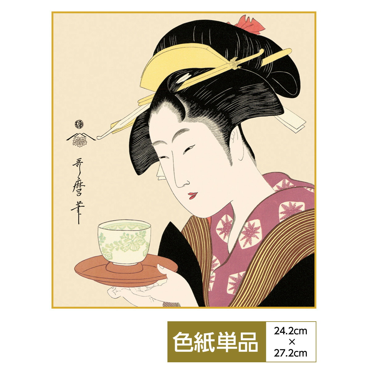 楽天市場】色紙 絵画 アート 浮世絵 モダン 手彩特色工芸色紙 深く忍恋