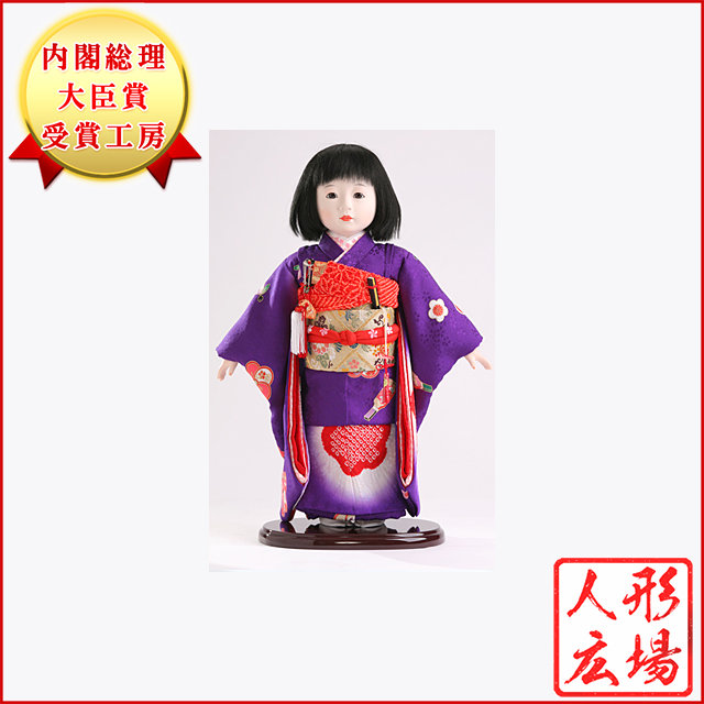 創作人形作家　稲邊智津子氏原作のお顔の市松人形 正絹のちりめん地に絞り 69,142円
