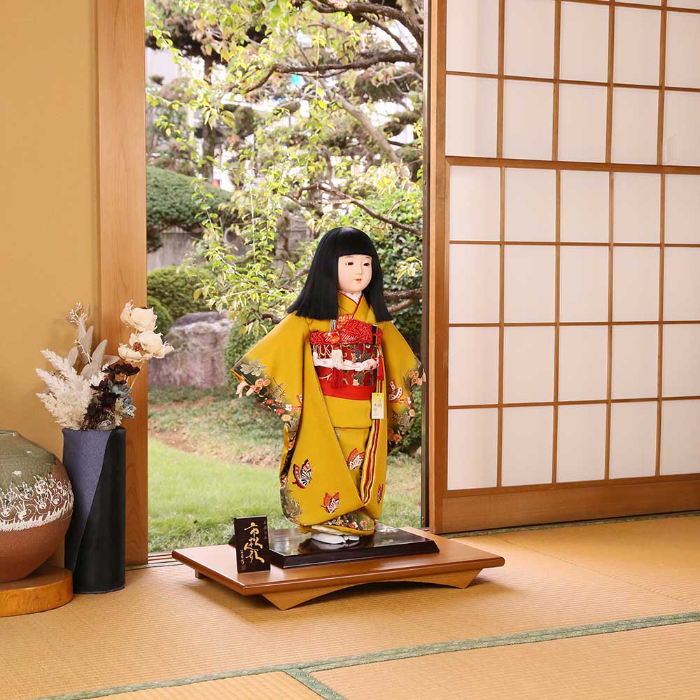 日本人形/市松人形/着物/女の子/縮緬/細かな刺繍/32cm③