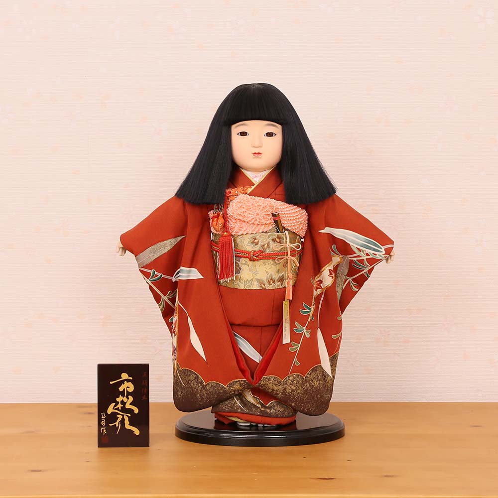 市松人形 齊藤公司作 13号 正絹金彩友禅 刺繍 本仕立て 13p-03a-j 雛人形 ひな人形 初節句 お祝い