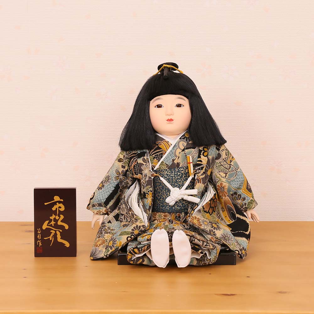 市松あやつり人形 齊藤相手作 10号 お坊っちゃん お座り ちりめん  b10f-06a-j-z 雛人形 ひな人形 初節句 儀式用