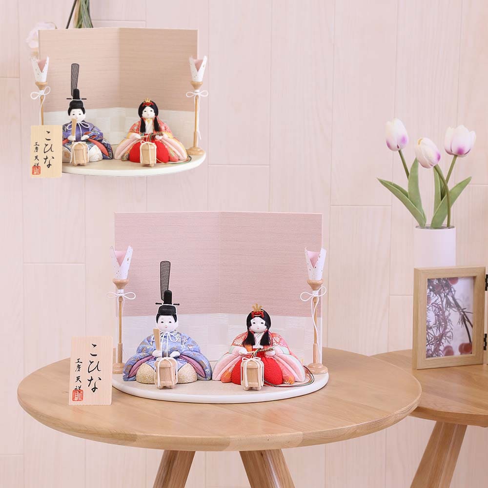 雛人形 コンパクト 木目込み雛人形 親王飾り マール ピンク白色屏風 横幅27cm ティピシリーズ かわいい 木目込みひな人形 小さい ひな人形 お祝い 初節句 ひな祭り 桃の節句 41,041円