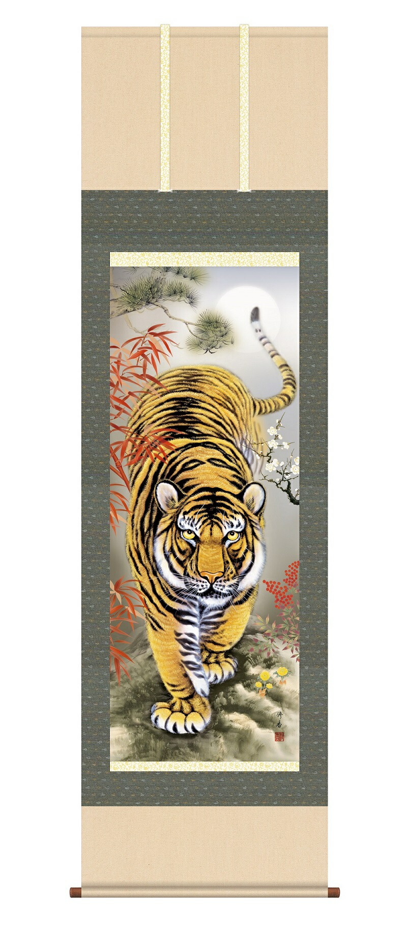 楽天市場】掛け軸 掛軸 床の間 モダン 和風 尺五 初夢吉祥猛虎図長江