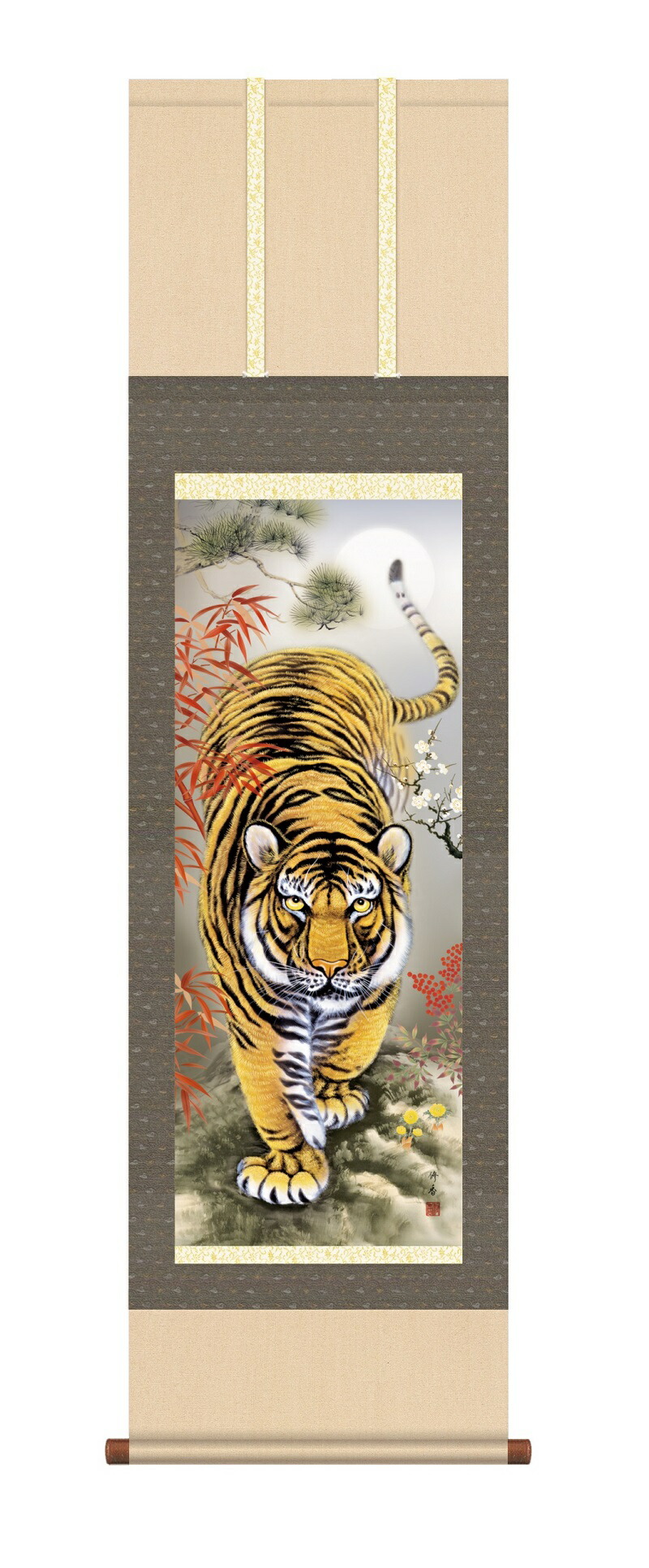 楽天市場】掛け軸 掛軸 床の間 モダン 和風 尺三 初夢吉祥猛虎図長江