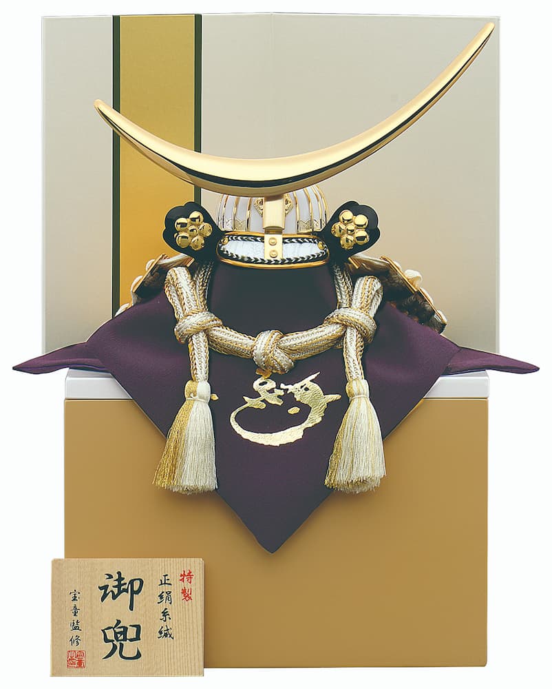 2024年 宝童新作 パウダーコンパクト 五月あやつり人形 兜飾りつけ 納める飾りつけ 白金伊達兜 5号
