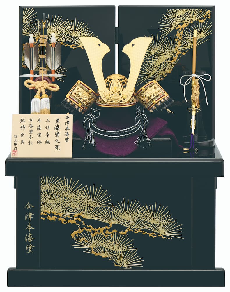 2024年 宝童新作 パウダーコンパクト 五月あやつり人形 兜飾りつけ 納める飾りつけ 黒漆塗之兜 ７号