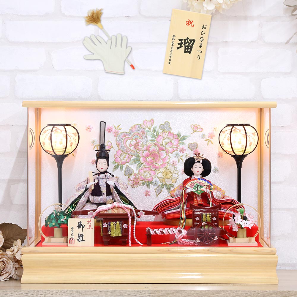 色々な 雛人形 ひな人形 コンパクト ケース飾り 芥子親王 白木調