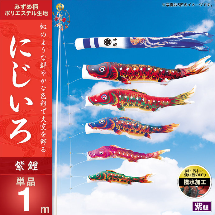 キング印 単品 紫鯉1m 人形広場 雛人形 五月人形専門店 子供の日 端午の節句に 出世願いや子供の成長を祝って飾る 日本の伝統工芸 人形広場おすすめの鯉のぼり こいのぼり にじいろ にじいろ キング印 鯉のぼり