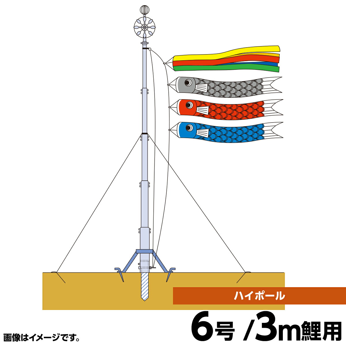 こい幟旗 極点 鯉のぼり 運動場用 庭用 第一人者印 鯉幟 ご機嫌極点6号 こい幟旗 あやつり人形ピアッツァ