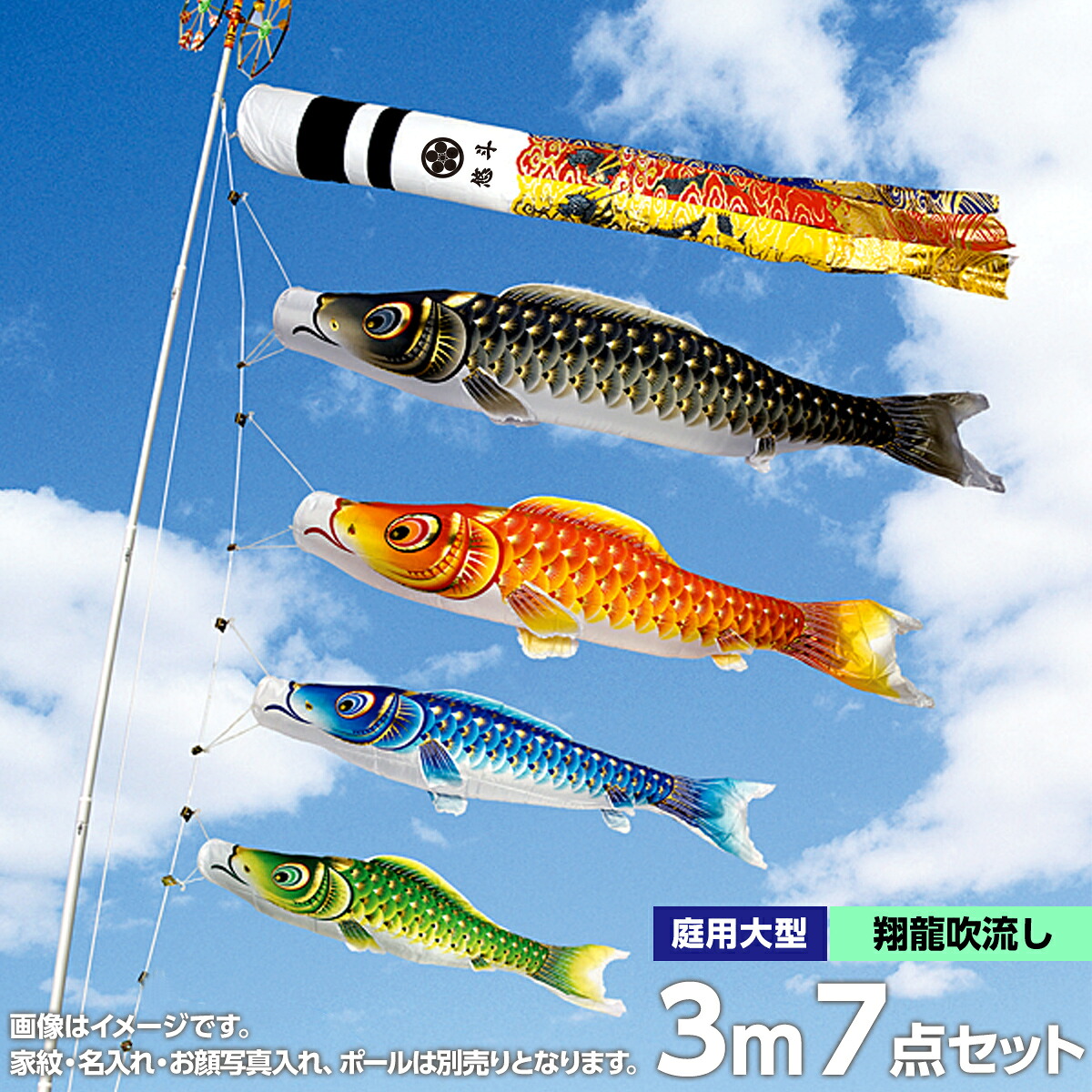 こい旗幟 庭 運動場用 村上 鯉のぼり 家紋入れ 名まえ入れ お顔第八芸術入れ能力のある 仕掛ける各種 翔龍吹き流し 矢車 荷縄付き添い人 極点別売 金彩人情本3m7点仕掛ける 庭園用 ポリエステル繻子出どころ撥水 オシャレ