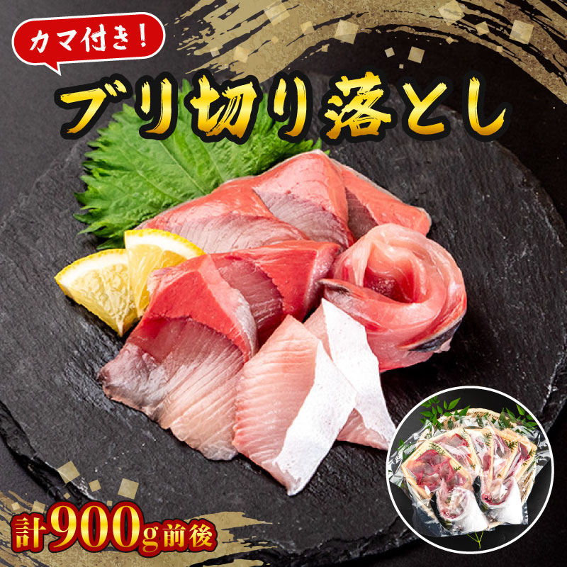 ぶり切り落とし(カマ付き) 計900g <br>ぶり 鰤 魚 切り落とし カマ カマ付き お刺身 塩焼き ぶりしゃぶ すだち鰤 養殖 漬け丼 ぶり大根 アラ炊き 煮付け 焼き物 希少 家庭用 新鮮 徳島 ギフト 母の日 父の日 冷凍 切身