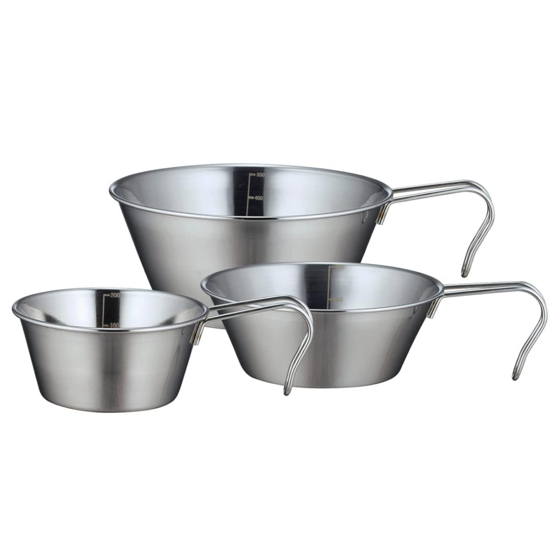 カクセー シェラカップ サイズ違い 3個セット ステンレス スタッキング可能 メモリ付き 9cm 12cm 14cm SOLA ソラ PP-09画像